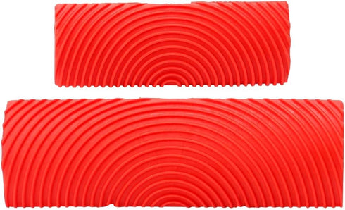 Durable Red Cylinder Rubber Wood Grain Effect Painting Tool, 2Pcs/Set for House Office