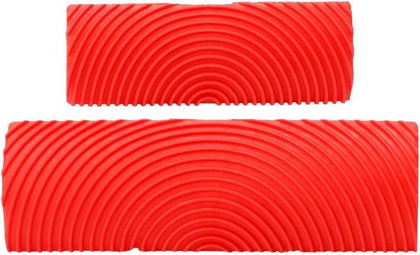 Durable Red Cylinder Rubber Wood Grain Effect Painting Tool, 2Pcs/Set for House Office