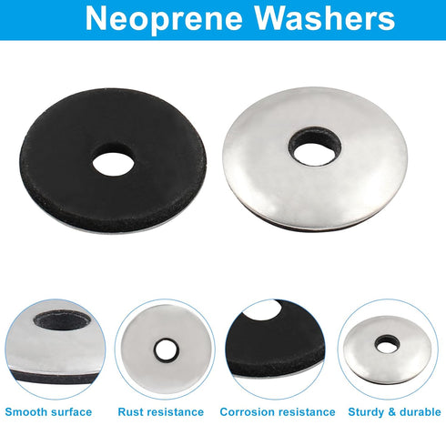 120 Pcs 1/4'' x 1" Neoprene Washers, Stainless Steel EPDM Bonded Sealing Washers Gasket Assortment Kit for Screws