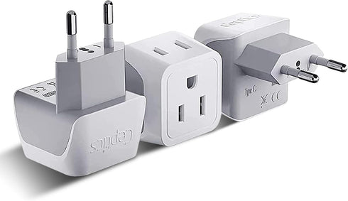 Ceptics European Travel Plug Adapter, Ultra Compact Charger for USA to Type C Countries such as Italy, White