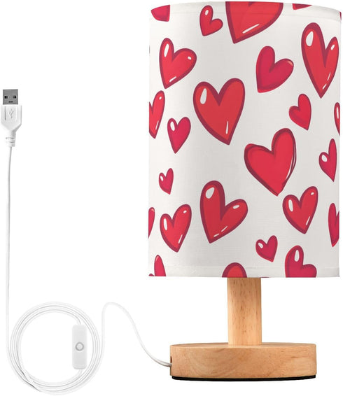 ALAZA Bedside Table Lamp for Bedroom Red Love Heart Nightstand LED Light