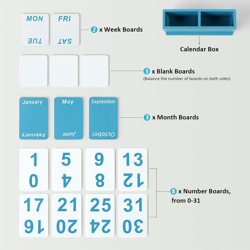 DEERINE Wooden Block Perpetual Calendar for Desk, Daily Desktop Standing Flip Calendar with Large Display, Modern