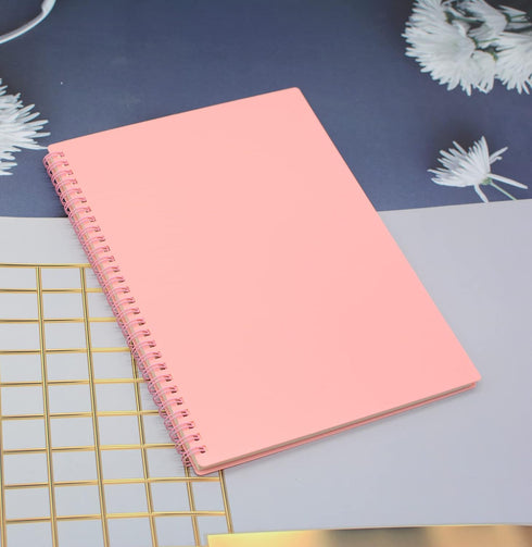 Yansanido Spiral Notebook, 4 Pcs, 10.5 Inch x 7.45 Inch, B5 Thick Plastic Hardcover, 7mm College Ruled, 80 Sheets,