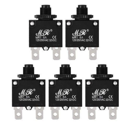 uxcell 5Pcs Thermal Overload Protector 8A AC 125/250V Push Button Reset Circuit Breaker