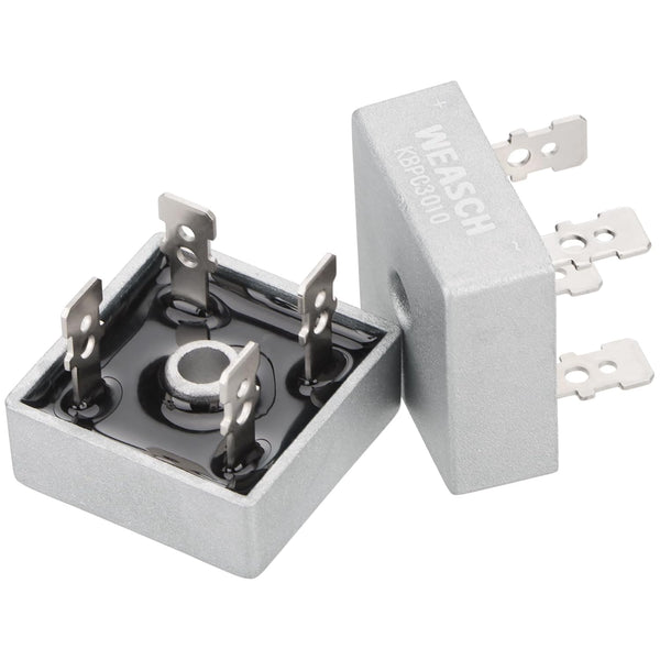 2Pcs KBPC2510 Bridge Rectifier Diode, 1000V 25A, 4 Pin, Full Wave Single Phase Metal Housing