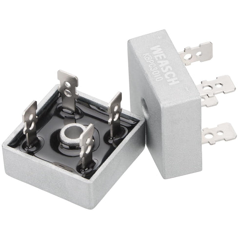 2Pcs Bridge Rectifier Diode: KBPC3010, AC to DC, 1000V 30A, 4 Pin, Full Wave Metal Housing