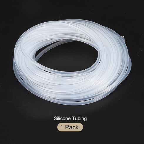 Clear Silicone Tubing 5m(16ft) 1mm(0.04") ID x 2mm(0.08") OD, Pure Industrial Plastic Hoses for Pump Siphoning