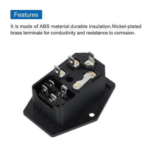 MECCANIXITY Power Switch 10A 250V AC Rocker Switch 3 Pin IEC320 C14 Inlet Male Power Socket, Pack of 1