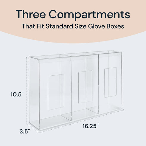 Triple Hygiene Dispenser Station with Lid - Multifunctional Tabletop or Wall Glove Holder with 3 Compartments