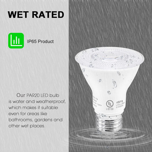 PAR20 LED Bulbs, Dimmable 7 Watt (60W Equivalent), E26 Base, 2700K Warm White Flood Light, 6 Pack