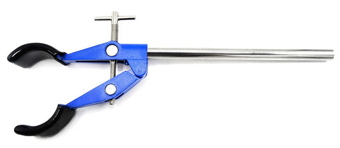 EISCO 2 Prong Burette Clamp on Stainless Steel Rod - Vinyl Coated, 4.25" Max Opening, 5.5" Rod