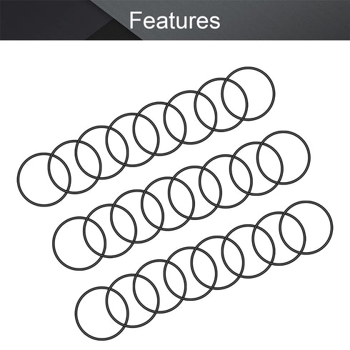 Othmro 50Pcs Nitrile Rubber O-Rings, 0.03in Wire Dia, 0.62in OD for Air Sealing, Black