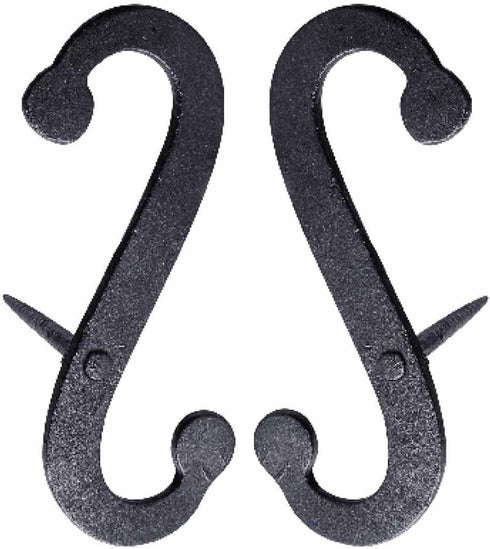 Renovators Supply Manufacturing Shutter Dogs Pair 6.25 in Black Decorative S Shaped