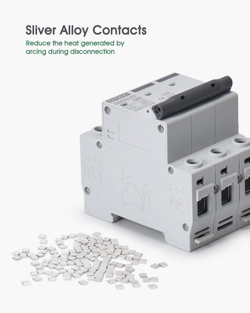 3 Pole DIN Rail Mount Circuit Breaker, 20 Amp 480V AC Miniature Circuit Breaker, Thermal Magnetic Trip