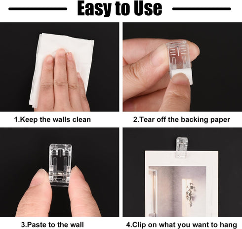 Self Adhesive Clips, 100PCS Plastic Tapestry Wall Hanging Clips for Office Home Decorations
