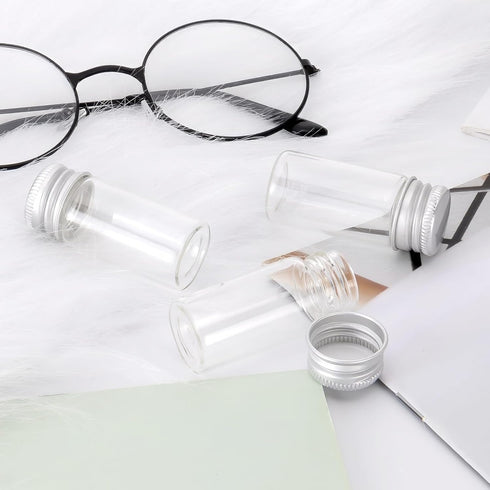 30Pcs 10ml Glass Vials with Aluminium Cap, Small Clear Sample Bottles with Screw Caps