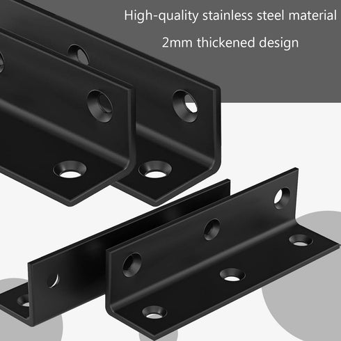 LOSYHU 20 3.94 0.98 100 MM 4 Inch PCS Black Steel Corner Brackets x L Shaped Metal Angle Bracket with Screws, Heavy