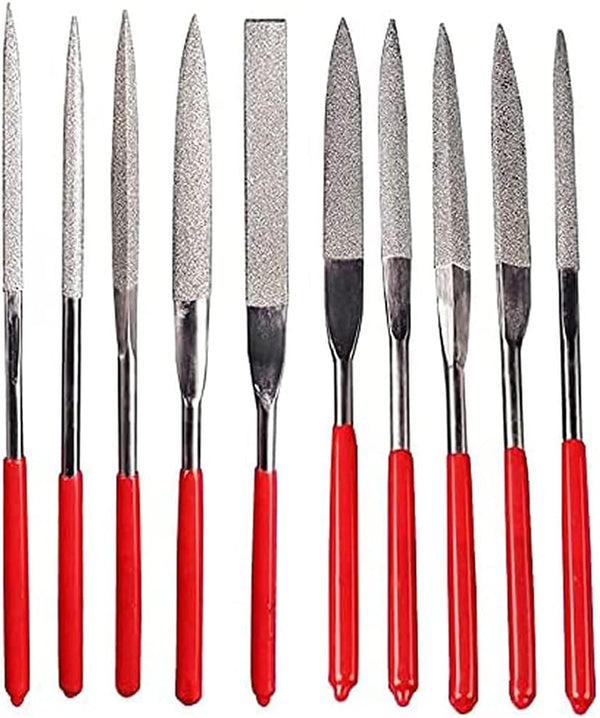 10Pcs Mini Diamond Needle File Set, 4mm x 160mm for Carving Metal, Ceramic, Tile, Glass, Wood, Jewelers Hobby