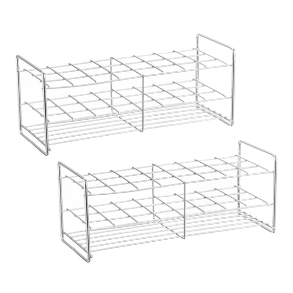 PATIKIL 24 Holes Tube Rack, 2Pcs 27mm Square Hole 304 Stainless Steel 3 Layer Tube Holder Stand for Lab Experiments