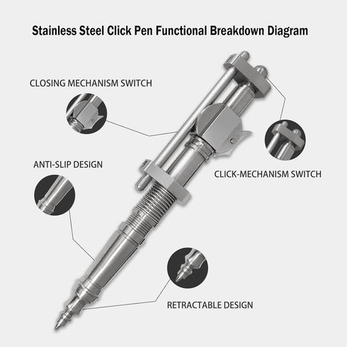 Dr. Metalleung Tactical Ballpoint Pen, Click Stainless Steel Retractable EDC Heavy Pen for Smooth Writing