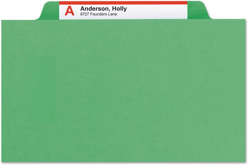 Smead Classification File Folder, 2 Dividers, 2" Expansion, Green, Letter Size, 10 per Box (14002)