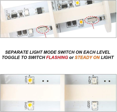Led Signal Tower Stack Lights, Industrial Signal Warning Column Lamp, Andon Lights with Rotatable Base, 12V 24V DC