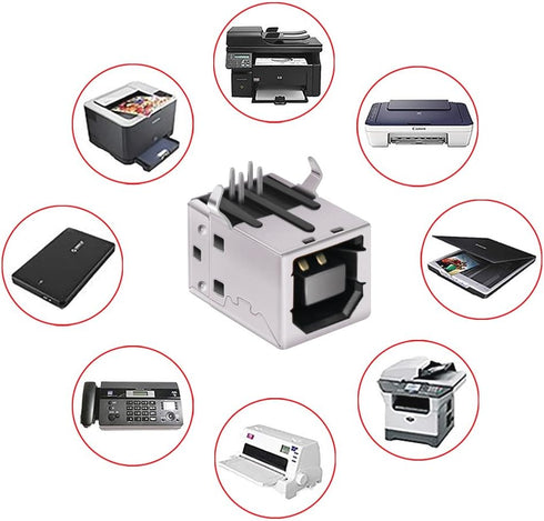 MXRS USB Female Type-B Port 4-Pin Right Angle PCB DIP Jack Socket 10 Pack