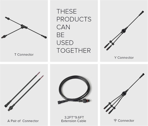 BTF-LIGHTING 2 Pin Electrical Connector - 22AWG IP65 Male Female Extension Cable for LED Strip Lights