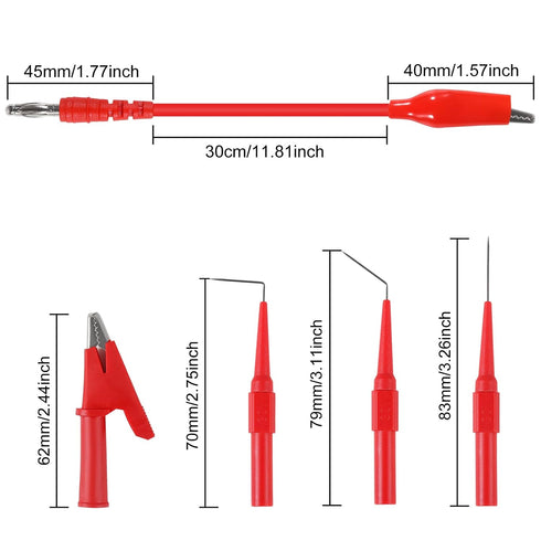 24PCS Set 3 Back Probe Kit,Banana Plug to Copper Alligator Clip Automotive Test Leads with Configurations Back Probe