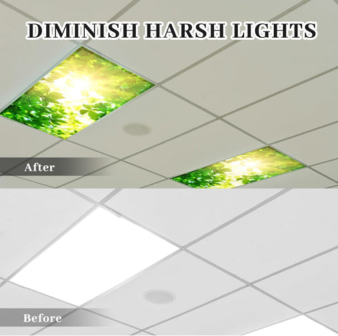 Pack 2 4 2 Hortsun of Fluorescent Light Covers x Feet Magnetic Ceiling Light Cover Room Supplies for Home Office(Green