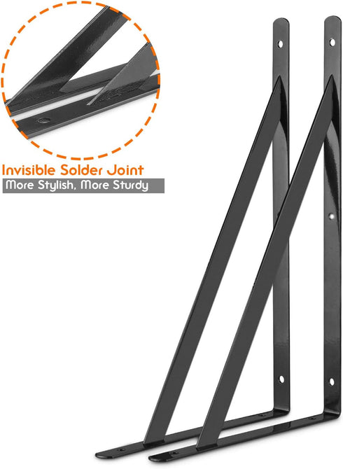 STARVAST 4 Pack 11.8 7.5 inch, 90 (300x190mm) Heavy Duty Shelf Brackets x Floating Shelves Black Triangle Shelf