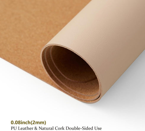 Desks(Apricot,23.6"x 13.8") Cork Desk Mat - Small Dual-Sided Desk Pad for Office and Home - Desk Organization