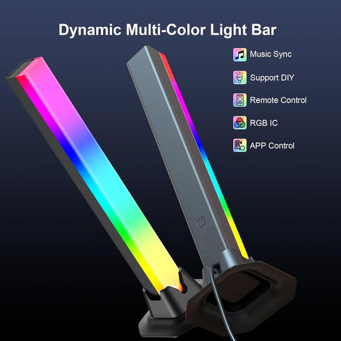 velted RGB Light Bar, Smart Music Sync RGB IC LED Lights Bars, USB Powered Ambient Lighting, Remote Control Color