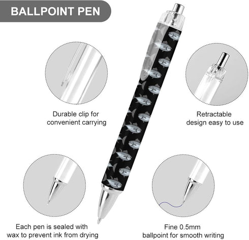 LIJrtrFseRW 2 Tuna Fish Retractable Ballpoint Pen Blue Ink Ball Point Pens Work Pen for Men Women PCS