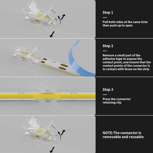 PAUTIX 5mm Connectors for 2-pin COB LED Strip Light, 2pcs Gapless and L-Shaped Connectors