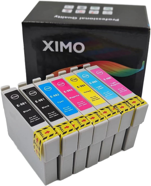 XIMO 7 Pack Remanufactured Ink Cartridge Replacement for Epson 98 T098 Artisan 700 710 725 730 810 835 837