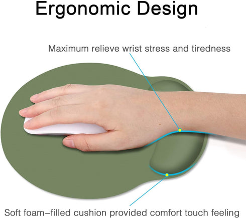 Britimes Green Mouse Pad, Ergonomic Mouse Pad with Wrist Support, Non-Slip Rubber Base for Home Office Gaming