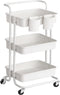 SONGMICS Rolling Cart, 3-Tier Storage Trolley with Handle, Utility Cart for Bathroom Laundry Room, White UBSC067W01