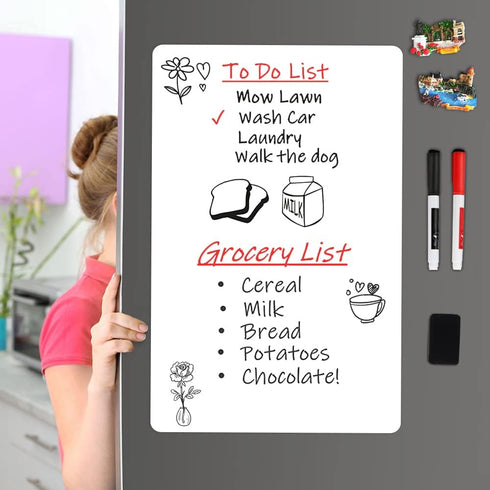 Magnetic Dry Erase Board Fridge White Board Sheet 20x13", Flexible Refrigerator Magnets Planner for Home Kitchen