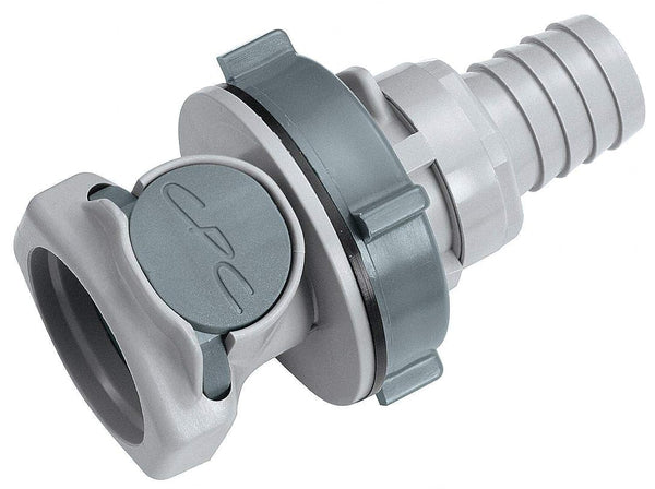 CPC (Colder) HFCD16812 Valved Bulkhead Panel Mount Hose Barb, PP, 3/8" Flow Size