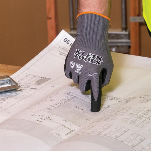 Klein Tools 60590 Cut Resistant Work Gloves, X-Large, 2-Pair, Knit Dipped Nitrile Coated, Touchscreen Capable