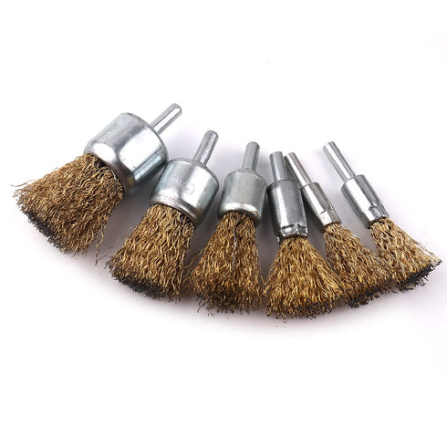 30pcs Set 1/4 Inch Shank,6 ATOPLEE Brass Coated Wire Brush Wheel & Cup Brush with Round Sizes Crimped Wire Brush Wheel