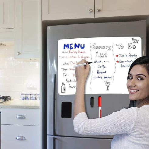 Magnetic Dry Erase Board Fridge White Board Sheet 20x13", Flexible Refrigerator Magnets Whiteboard Planner for Home Kitchen, 2 Markers and Eraser by ANLIOTE