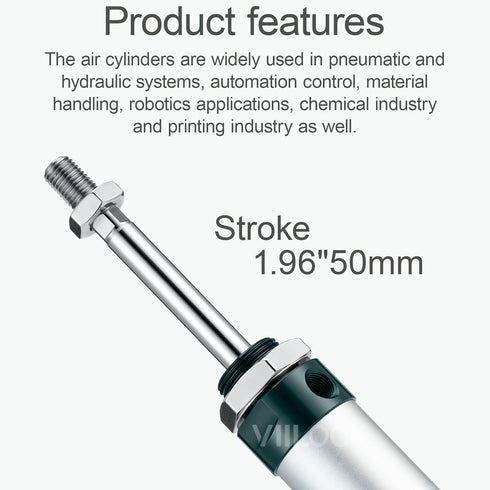 Pneumatic Air Cylinder, 25mm Bore, 50mm Stroke, Mini Single Rod Double Action MAL 25 X 50