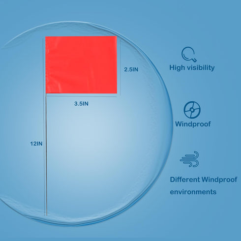 Marking 50 Pack Flags Yard Flags 12 x 2.5 x 3.5 Inch Marker Flags for Lawn Yard Flags Landscape Flgs Survey Flags, Sprinkler Flags, Irrigation Flags(red)