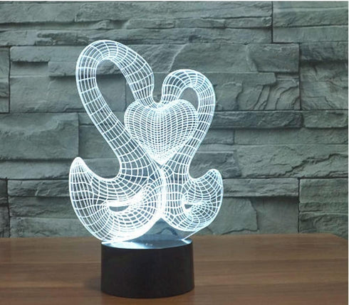 3D 16 Night Light for Kids Swan Heart to Heart Led Lamp with Remote Control Color Changing Xmas Birthday Gift for Child