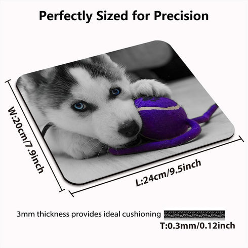 Siberian Husky Pup Playing with Purple Blue Ball Cute Large Mouse Pad Custom