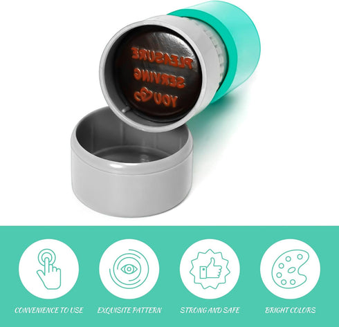 Philbinden 4 Pack Pleasure Serving You Stamp-Self-Inking Stamps for for Checks, Server Stamps, and Stationery Stamps