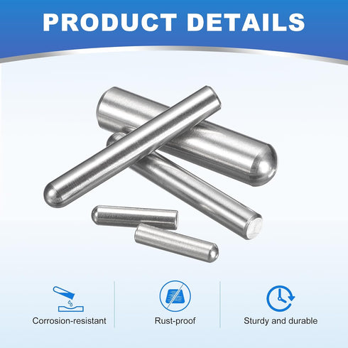 uxcell 40Pcs 3mm 22mm 304 GB831, x Dowel Pins, Stainless Steel Cylindrical Round Head Shelves Support Pegs Locating Pin