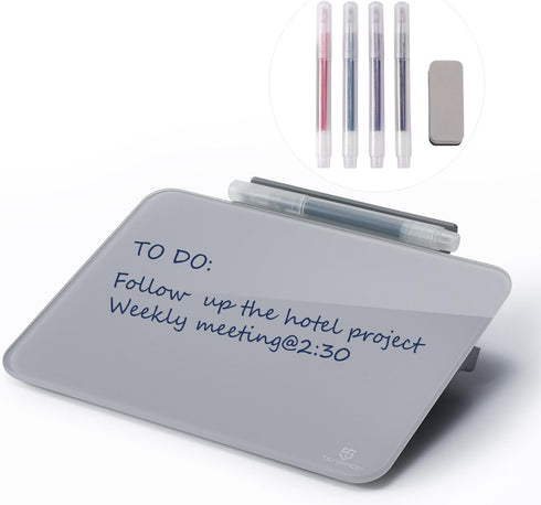 Small Desktop Glass Dry-Erase Whiteboard, 8 X 6 Inches - Tabletop Easel Whiteboard with Stand for Artist & Teacher